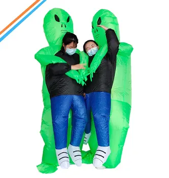 Yeşil Uzaylı Kostüm Şişme Cosplay Kostüm Komik Takım Elbise Parti Kostüm süslü elbise Cadılar Bayramı Kostüm Yetişkin Çocuklar için