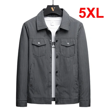 Çizgili Ceket Erkekler Artı Boyutu 5XL Ceketler Mont Bahar Sonbahar Çizgili Ceket Erkek Düğme Ceket Büyük Boy 5XL