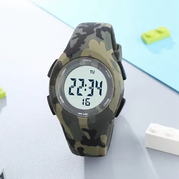 Çocuklar Dijital Saatler Spor Kamuflaj Askeri su geçirmez Led Kol Saati Alarm Kronometre Elektronik Öğrenci Çocuk İzle