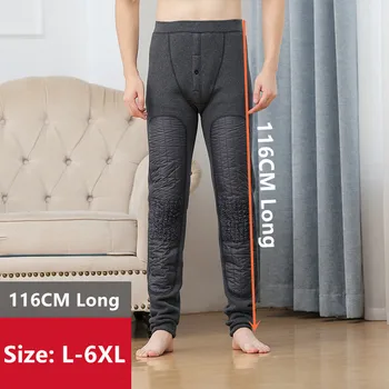 Çok Sıcak Ekstra Uzun Tayt Kış Kar Uzun Boylu Erkekler 116 CM Artı Boyutu 5XL 6XL termal iç çamaşır Don Külot Yüksek Bel Pantolon