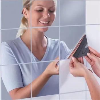 Çıkartması Ayna Sanat Süsler DIY 3D Duvar Sticker Çıkarılabilir Kare Süslemeleri Oturma Odası Ev Ayna duvar resmi Çıkartmalar Paredes