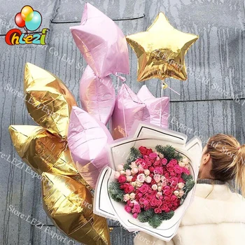 10 adet / grup 18 inç Pembe Altın Yıldız Balon Şişme Helyum Balon Düğün Doğum Günü yıldönümü Partisi Dekorasyon Globos Oyuncak Hediyeler