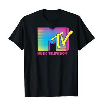 MTV Logo Floresan Renkler grafikli tişört Özelleştirilmiş Ürünler Erkek Giyim Mektuplar Baskılı Kısa Kollu Tee Tops