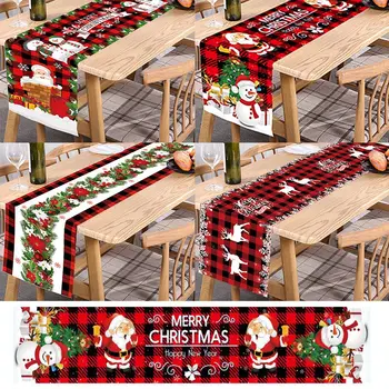 Noel Dekorasyon Masa Örtüsü Merry Christmas Noel Baba Kardan Adam Masa Örtüsü Polyester Masa Örtüsü Noel Süs masa süsü